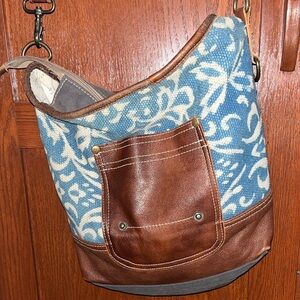 Myra Bag Blue and Brown Floral Hobo